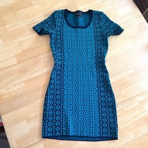 Romeo & Juliet teal navy blue knit rayon dress Size M